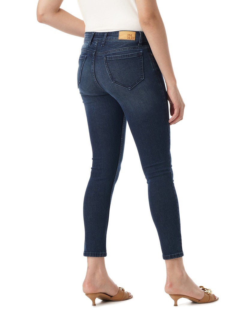 inkd جينز نسائي Airflex ضيق - متوسط الارتفاع | مزيج القطن | الوزن الخفيف | قماش قابل للتمدد | تصميم كلاسيك 5 بوكيتيب | جينز للنساء - Image 3